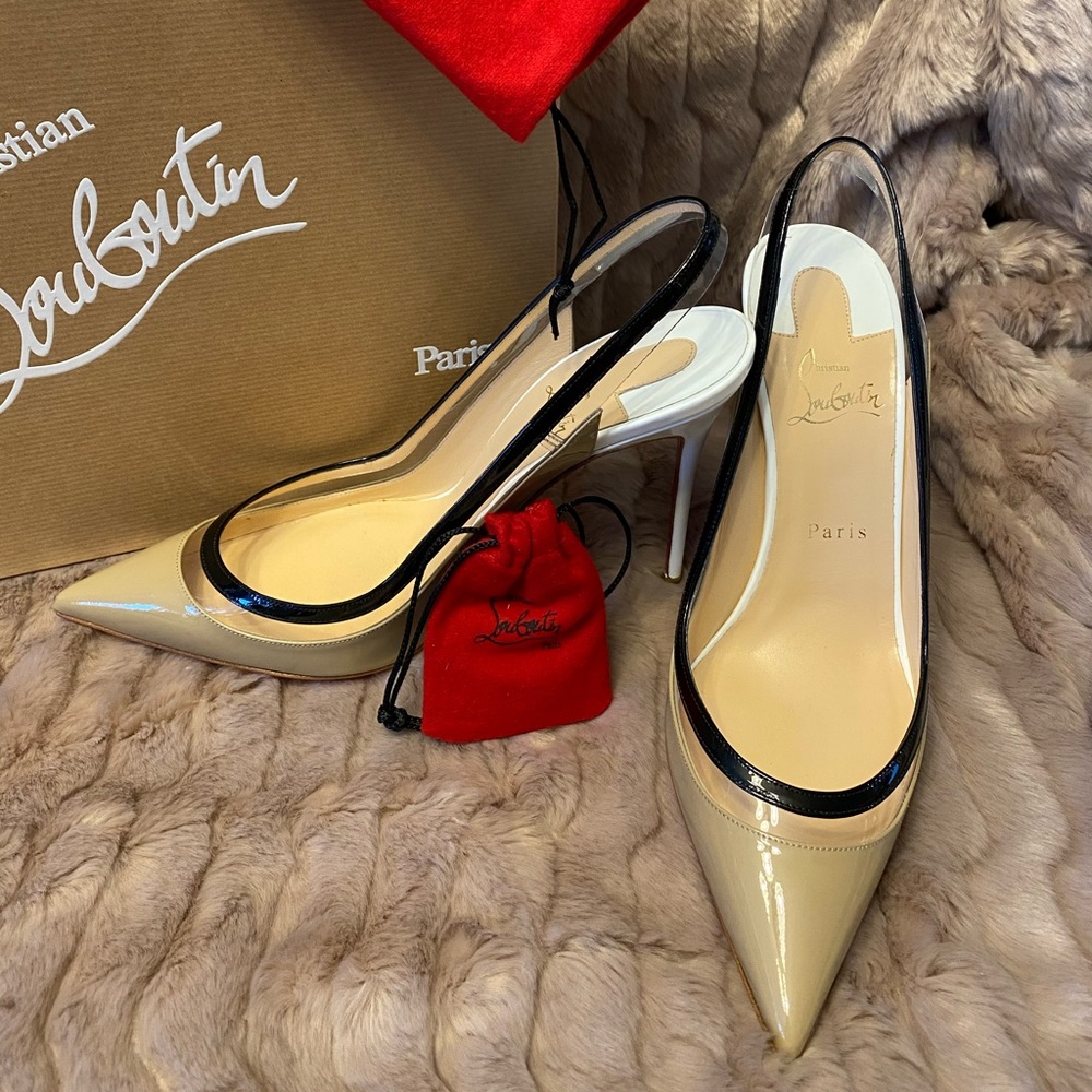Louboutin Paulina Sling 100 Patent/PVC